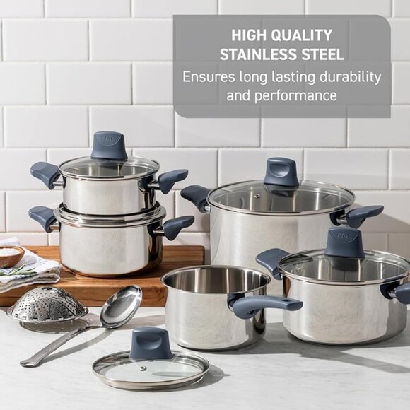 New Essentials Stainless Steel Fry Pan Set 2 Piece, 8" and 10.5", Oven Safe - Picture 1 of 7